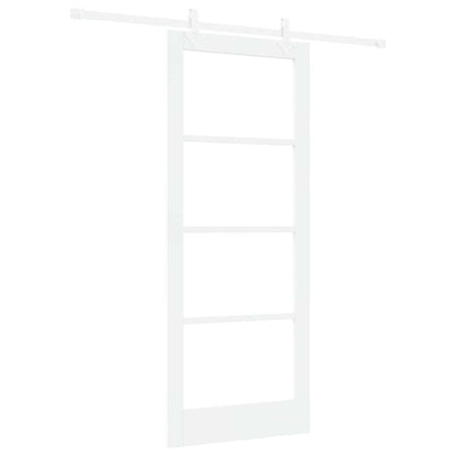 vidaXL Sliding Door White 83 x 202 cm Solid Pine Wood and Glass