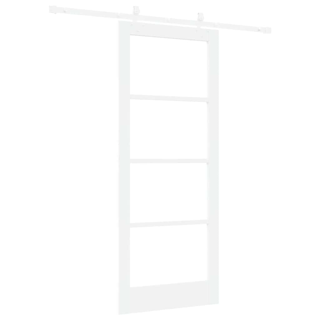 vidaXL Sliding Door White 83 x 202 cm Solid Pine Wood and Glass