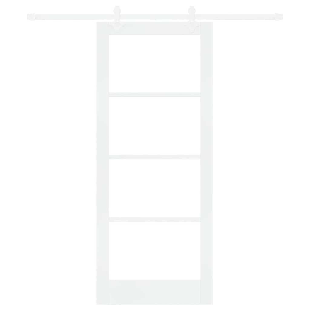 vidaXL Sliding Door White 83 x 202 cm Solid Pine Wood and Glass