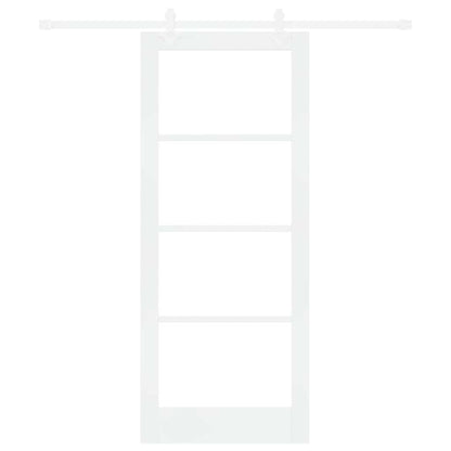 vidaXL Sliding Door White 83 x 202 cm Solid Pine Wood and Glass