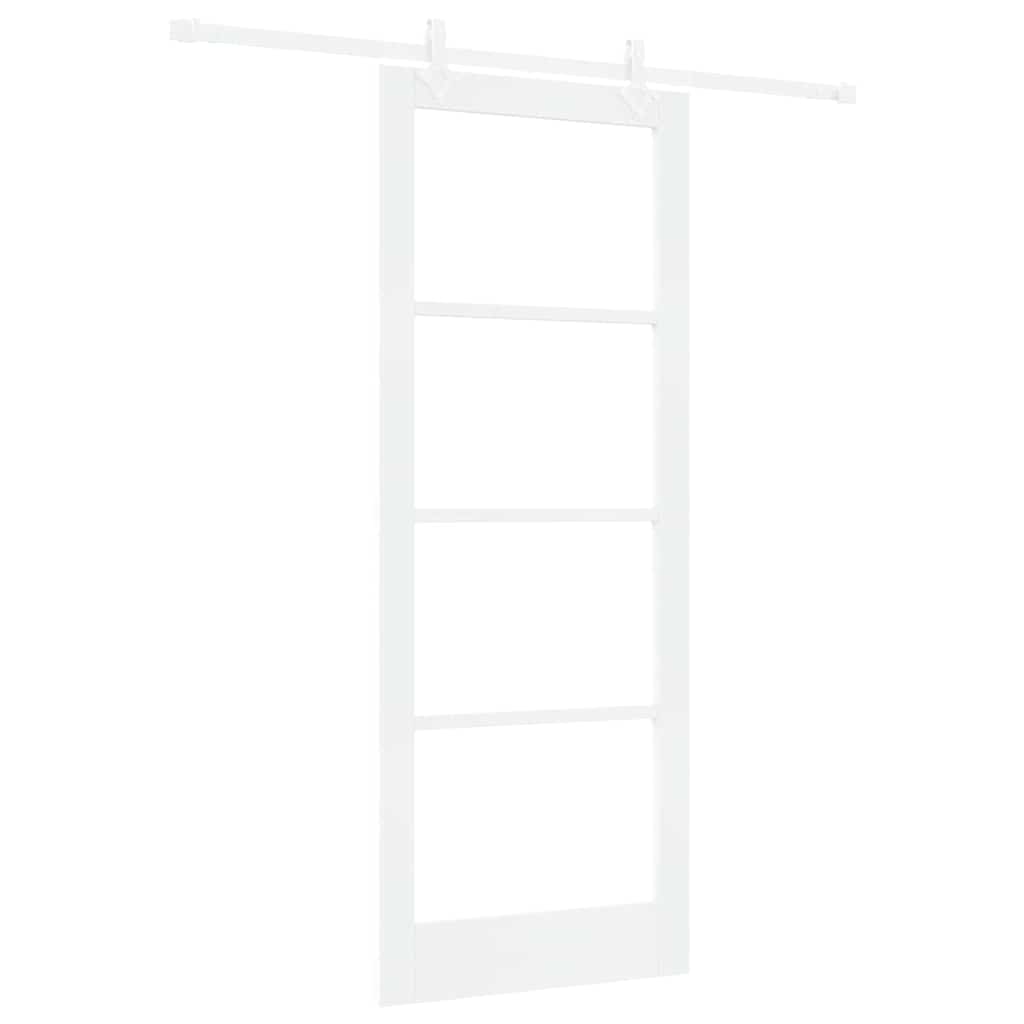 vidaXL Sliding Door White 83 x 211 cm Solid Pine Wood and Glass