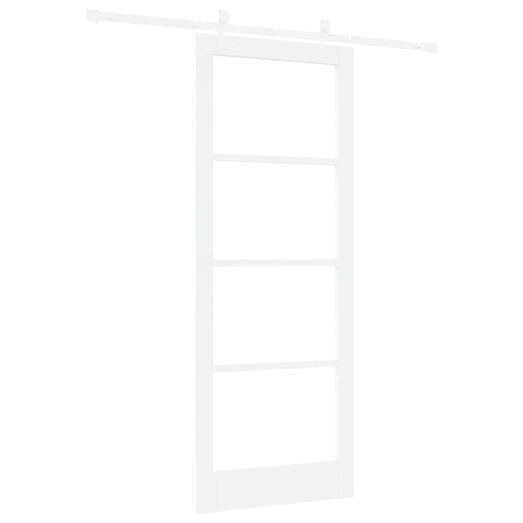 vidaXL Sliding Door White 83 x 211 cm Solid Pine Wood and Glass