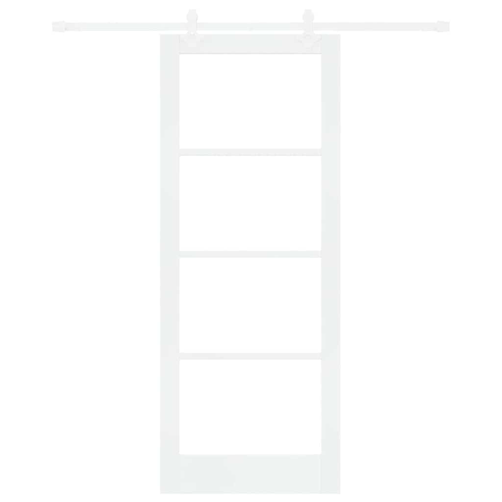 vidaXL Sliding Door White 83 x 211 cm Solid Pine Wood and Glass