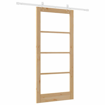 vidaXL Sliding Door Natural 93 x 202 cm Solid Pine Wood and Glass