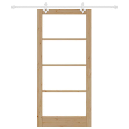 vidaXL Sliding Door Natural 93 x 202 cm Solid Pine Wood and Glass