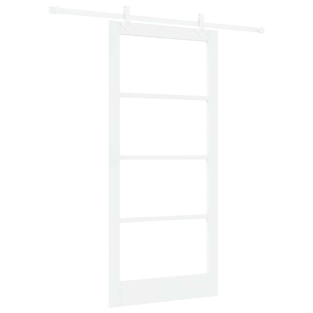 vidaXL Sliding Door White 93 x 202 cm Solid Pine Wood and Glass