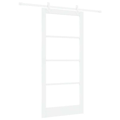 vidaXL Sliding Door White 93 x 202 cm Solid Pine Wood and Glass