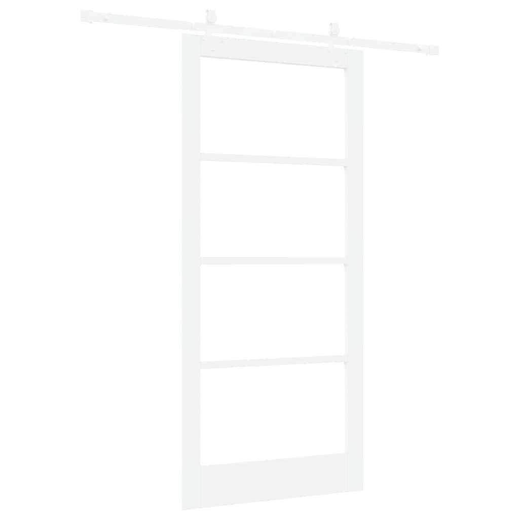 vidaXL Sliding Door White 93 x 202 cm Solid Pine Wood and Glass