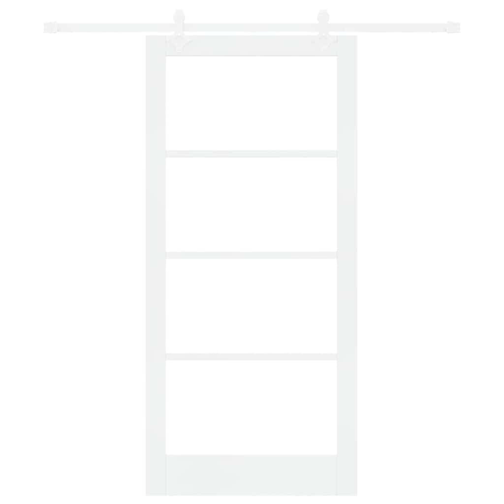 vidaXL Sliding Door White 93 x 202 cm Solid Pine Wood and Glass