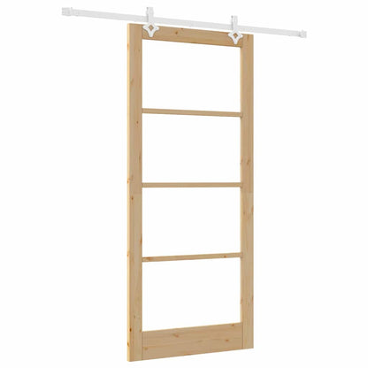 vidaXL Sliding Door Natural 93 x 211 cm Solid Pine Wood and Glass