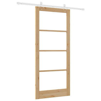 vidaXL Sliding Door Natural 93 x 211 cm Solid Pine Wood and Glass