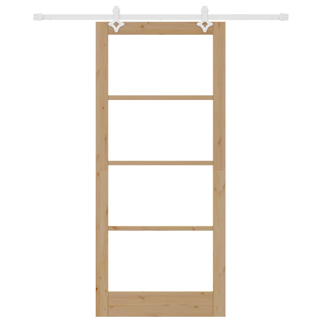 vidaXL Sliding Door Natural 93 x 211 cm Solid Pine Wood and Glass