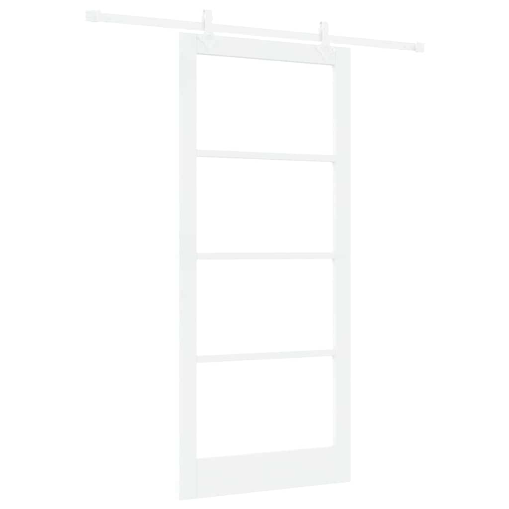 vidaXL Sliding Door White 93 x 211 cm Solid Pine Wood and Glass