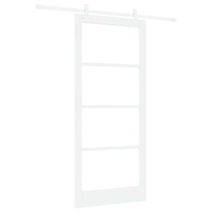 vidaXL Sliding Door White 93 x 211 cm Solid Pine Wood and Glass