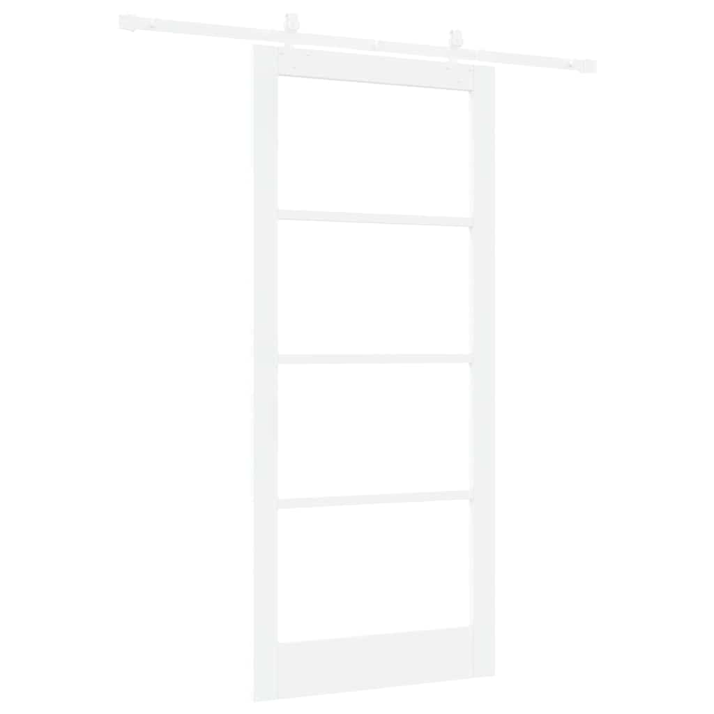 vidaXL Sliding Door White 93 x 211 cm Solid Pine Wood and Glass