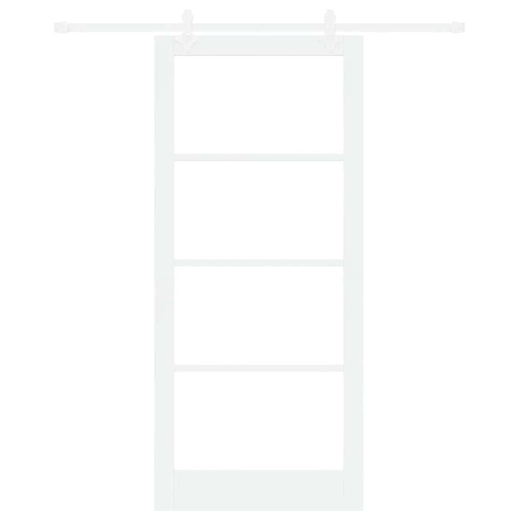 vidaXL Sliding Door White 93 x 211 cm Solid Pine Wood and Glass
