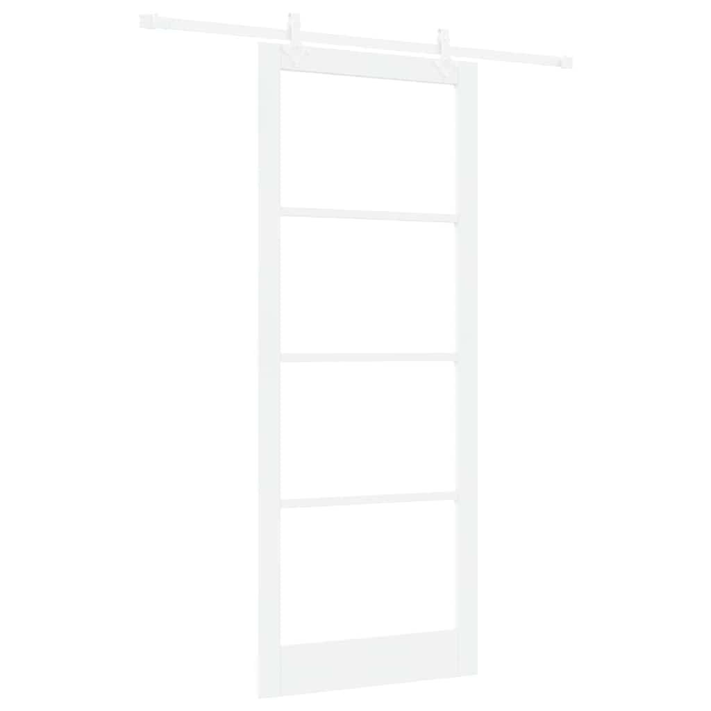 vidaXL Sliding Door White 93 x 232 cm Solid Pine Wood and Glass