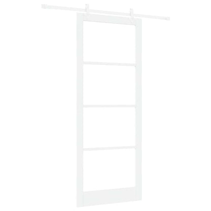 vidaXL Sliding Door White 93 x 232 cm Solid Pine Wood and Glass