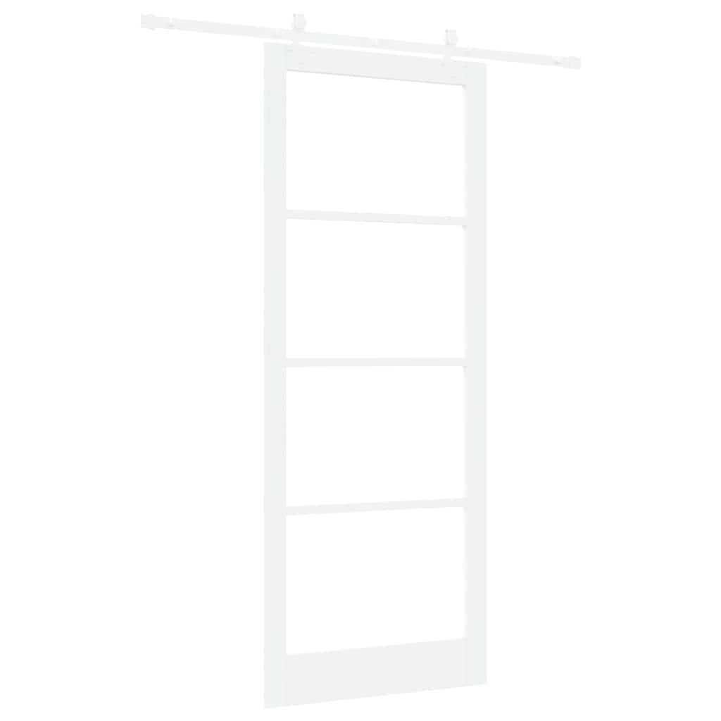 vidaXL Sliding Door White 93 x 232 cm Solid Pine Wood and Glass