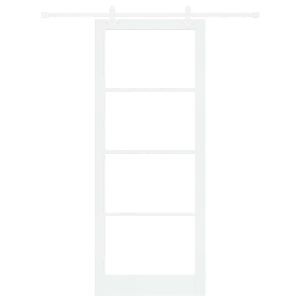vidaXL Sliding Door White 93 x 232 cm Solid Pine Wood and Glass