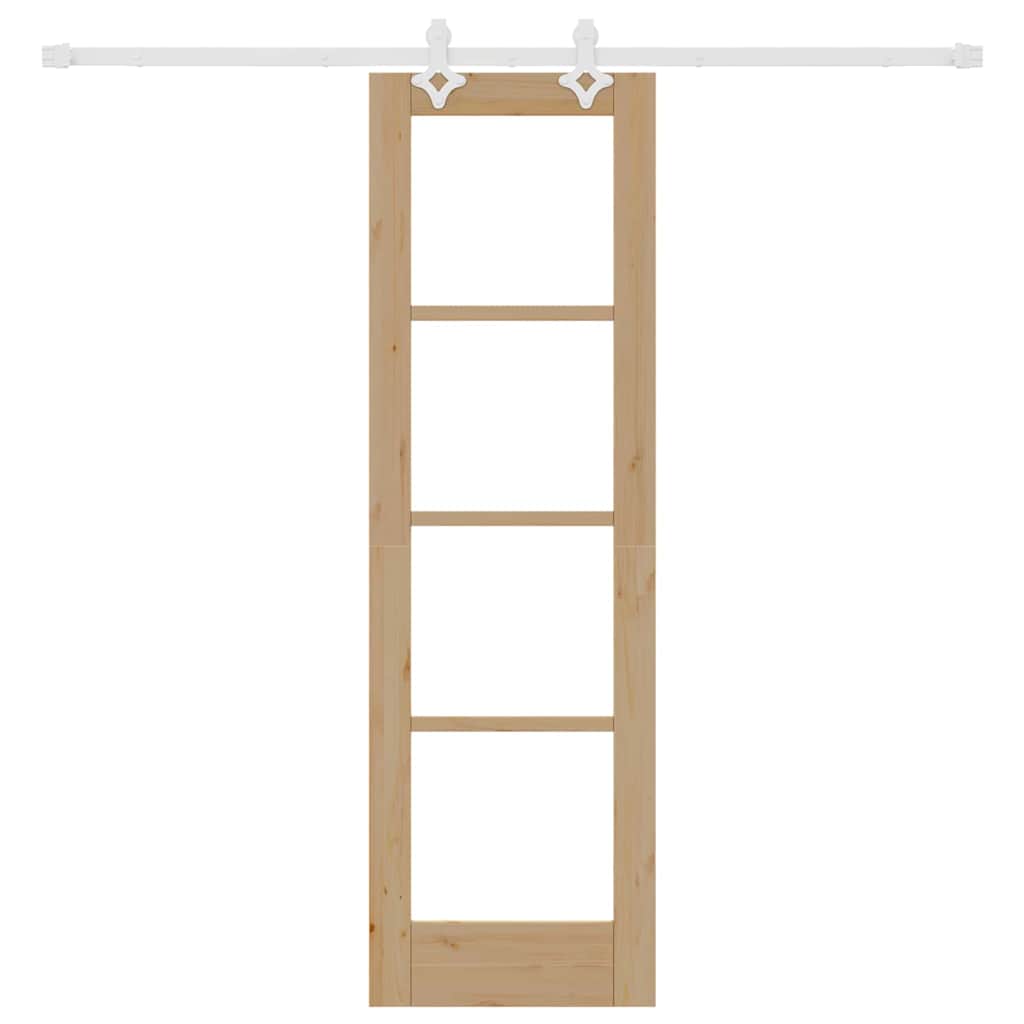 vidaXL Sliding Door Natural 61 x 198.5 cm Solid Pine Wood and Glass