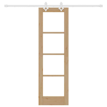 vidaXL Sliding Door Natural 61 x 198.5 cm Solid Pine Wood and Glass