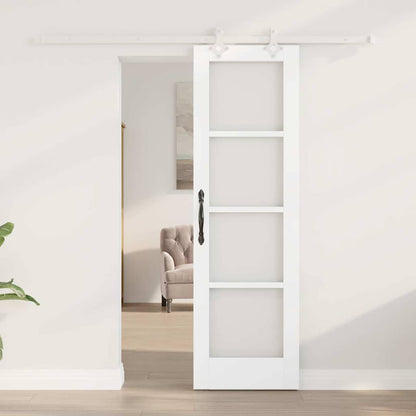 vidaXL Sliding Door White 61 x 198.5 cm Solid Pine Wood and Glass