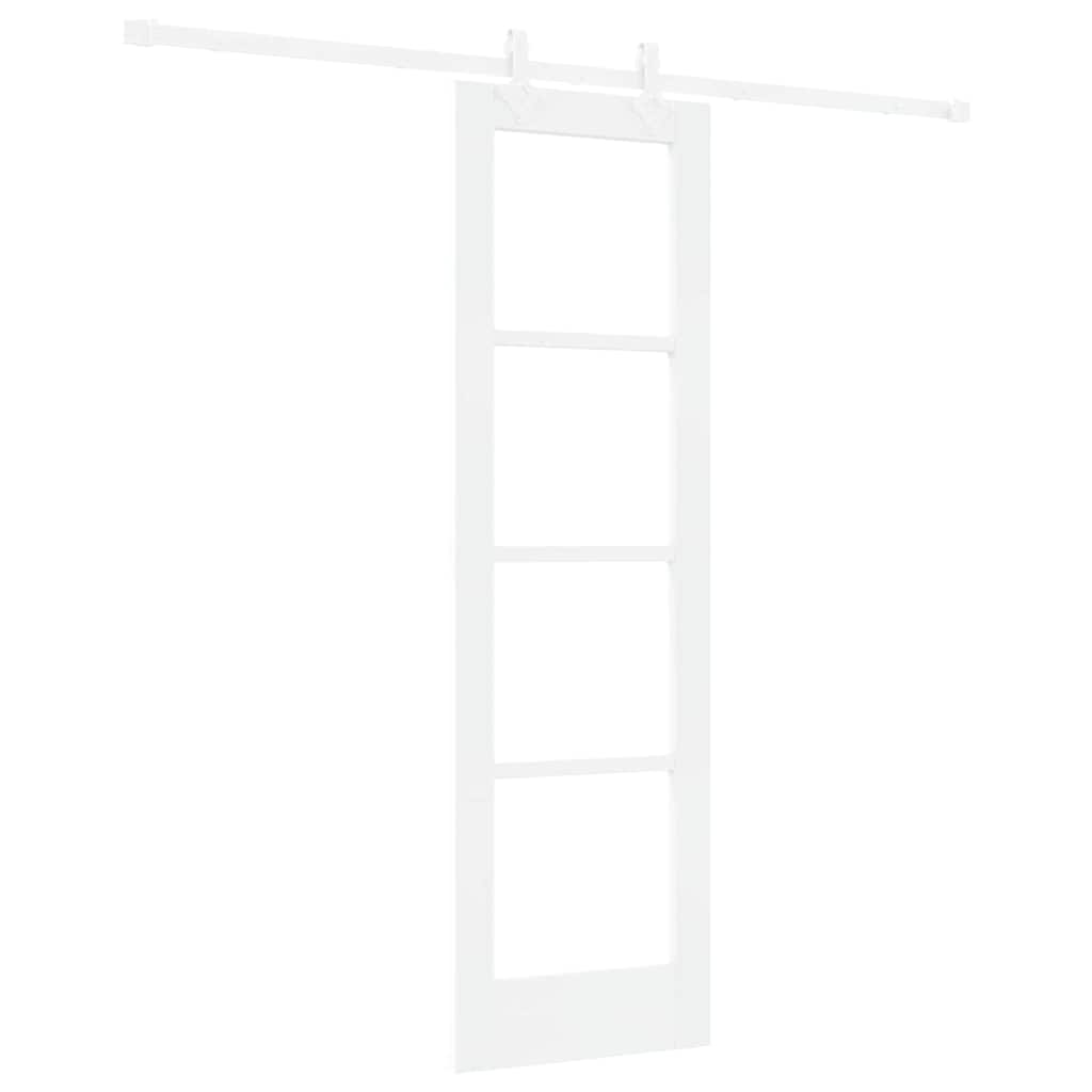 vidaXL Sliding Door White 61 x 198.5 cm Solid Pine Wood and Glass