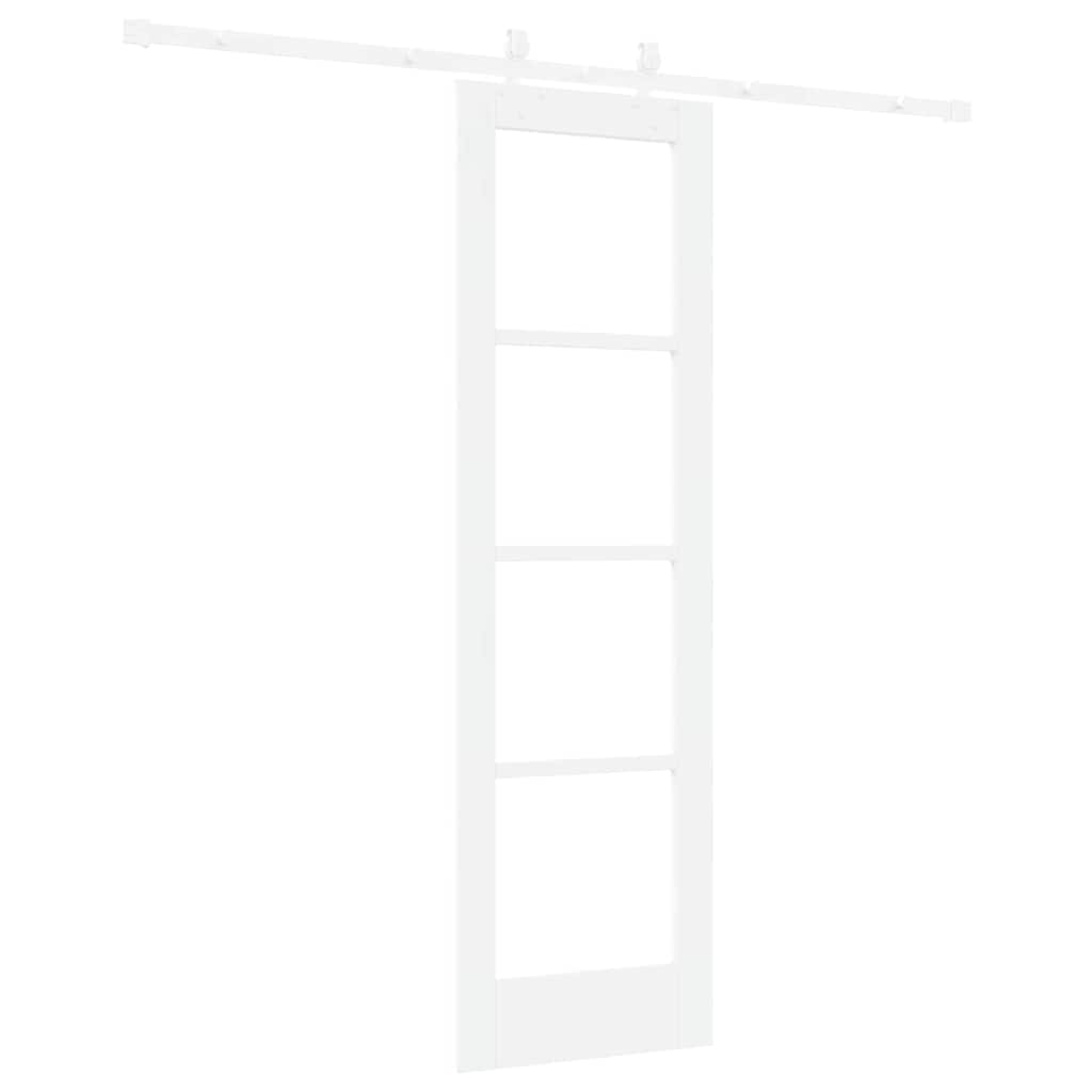 vidaXL Sliding Door White 61 x 198.5 cm Solid Pine Wood and Glass