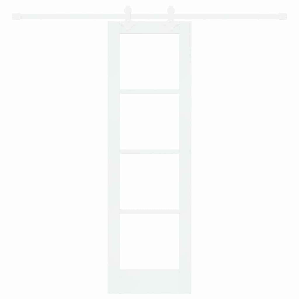vidaXL Sliding Door White 61 x 198.5 cm Solid Pine Wood and Glass