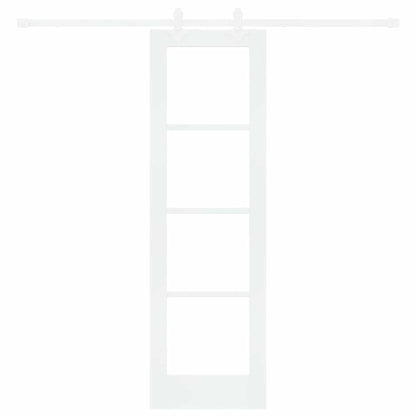 vidaXL Sliding Door White 61 x 198.5 cm Solid Pine Wood and Glass