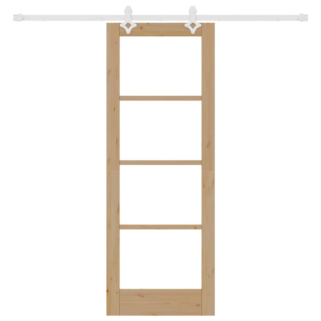 vidaXL Sliding Door Natural 73.5 x 198.5 cm Solid Pine Wood and Glass