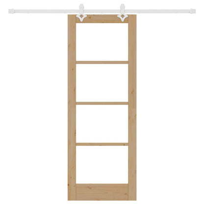 vidaXL Sliding Door Natural 73.5 x 198.5 cm Solid Pine Wood and Glass