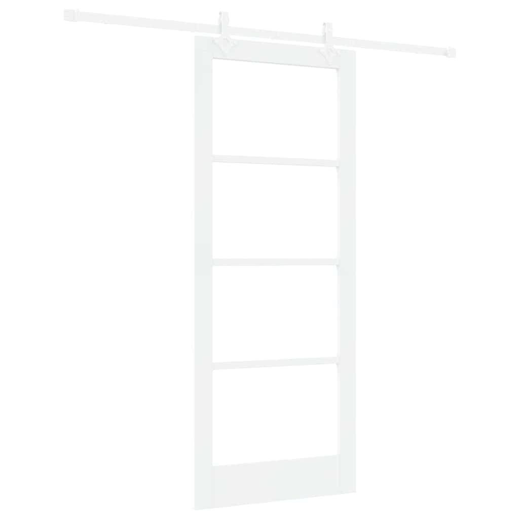 vidaXL Sliding Door White 83 x 202 cm Solid Pine Wood and Glass