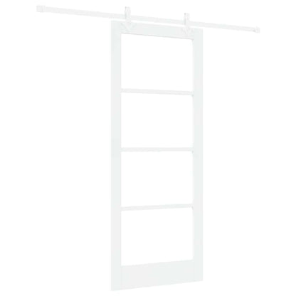vidaXL Sliding Door White 83 x 202 cm Solid Pine Wood and Glass
