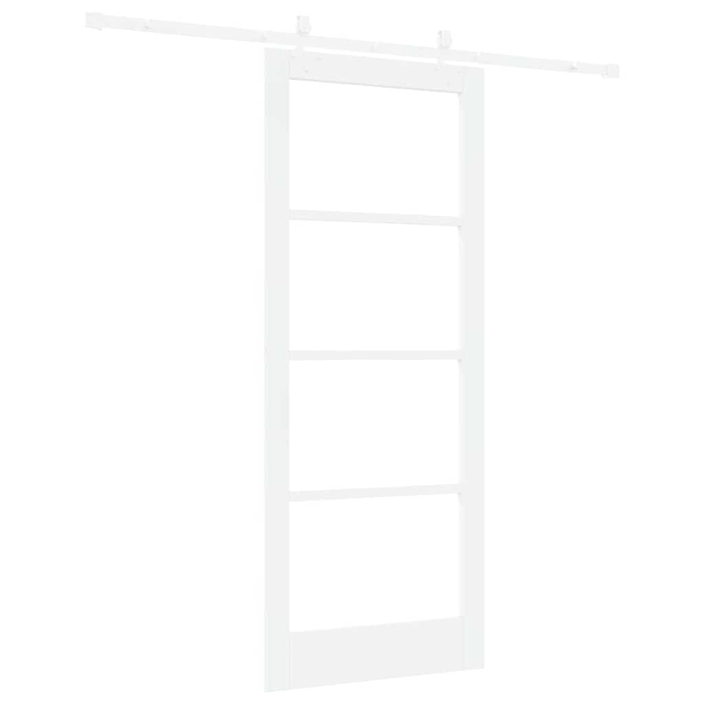 vidaXL Sliding Door White 83 x 202 cm Solid Pine Wood and Glass