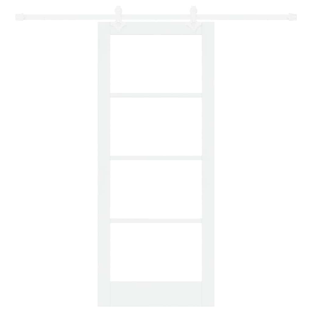 vidaXL Sliding Door White 83 x 202 cm Solid Pine Wood and Glass