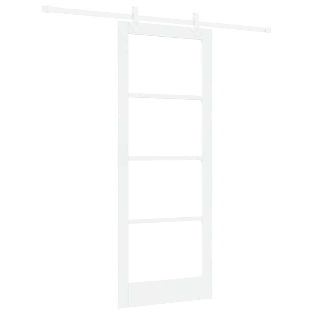 vidaXL Sliding Door White 83 x 211 cm Solid Pine Wood and Glass