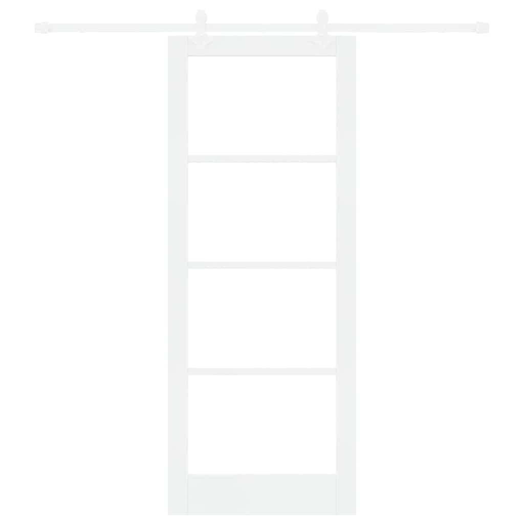 vidaXL Sliding Door White 83 x 211 cm Solid Pine Wood and Glass