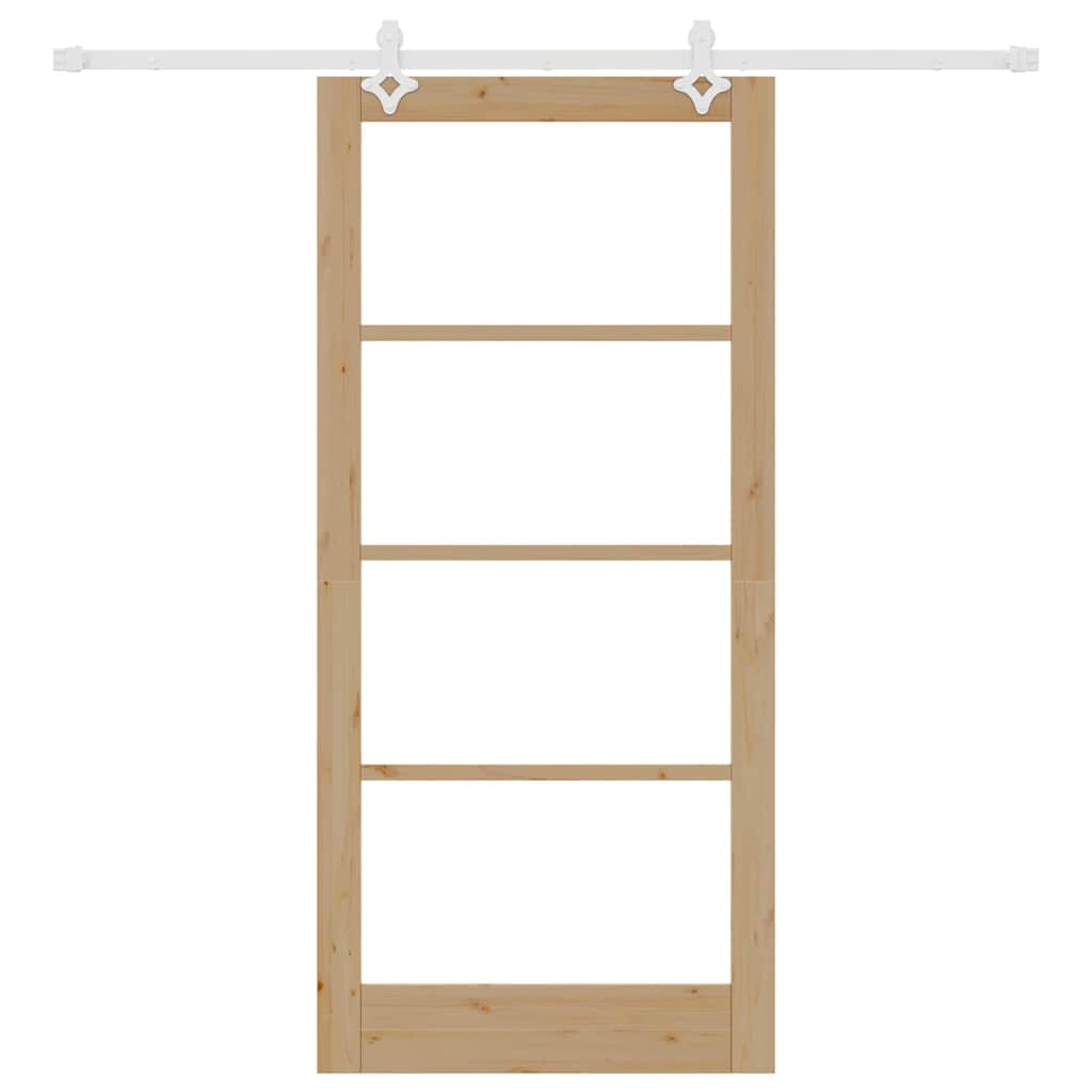 vidaXL Sliding Door Natural 93 x 202 cm Solid Pine Wood and Glass