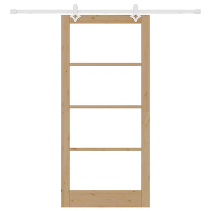 vidaXL Sliding Door Natural 93 x 202 cm Solid Pine Wood and Glass