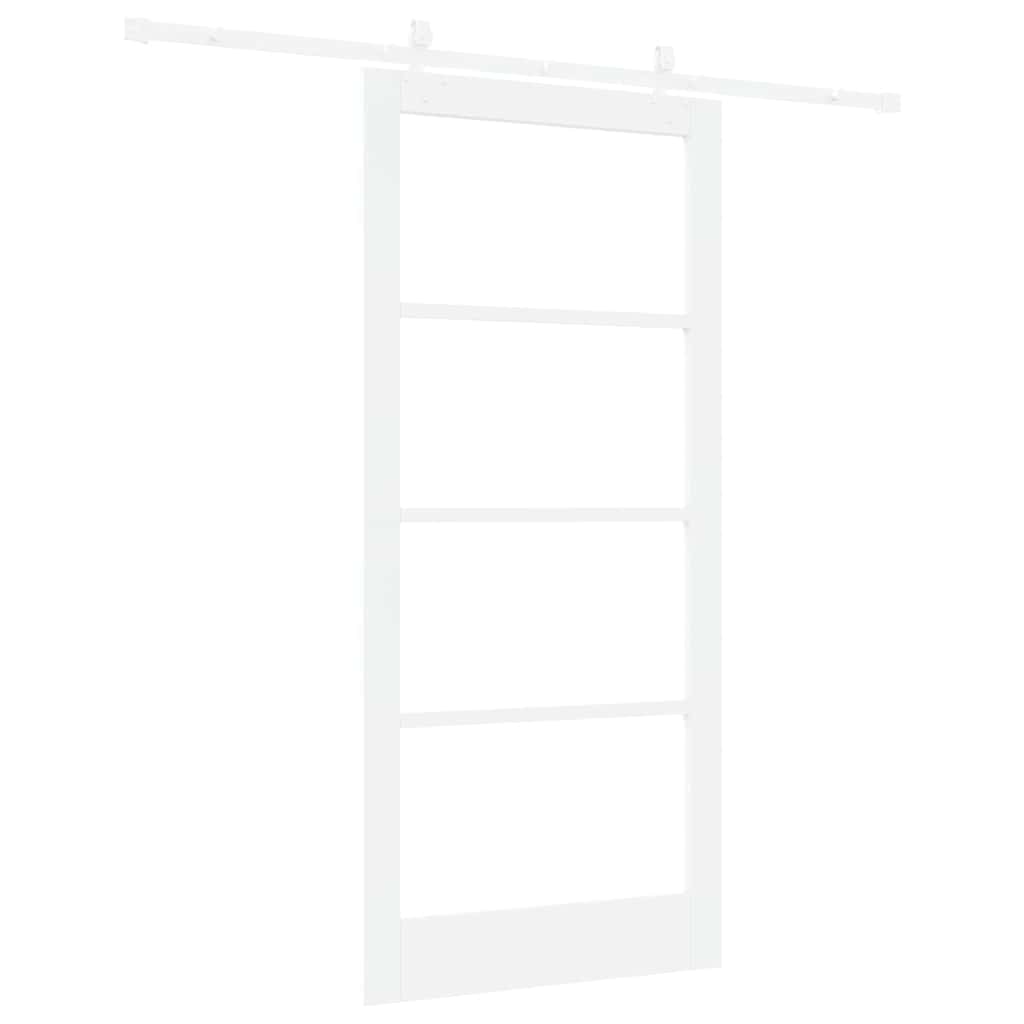 vidaXL Sliding Door White 93 x 202 cm Solid Pine Wood and Glass