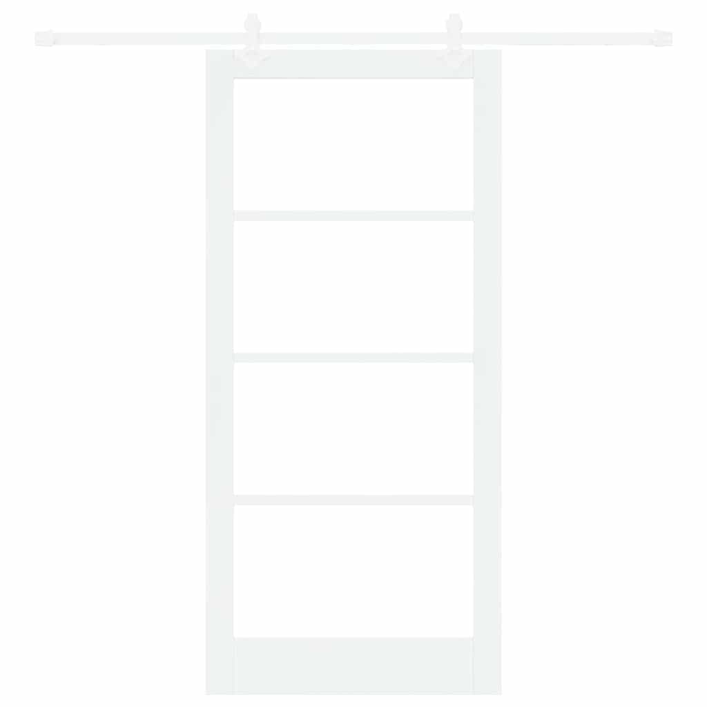 vidaXL Sliding Door White 93 x 202 cm Solid Pine Wood and Glass