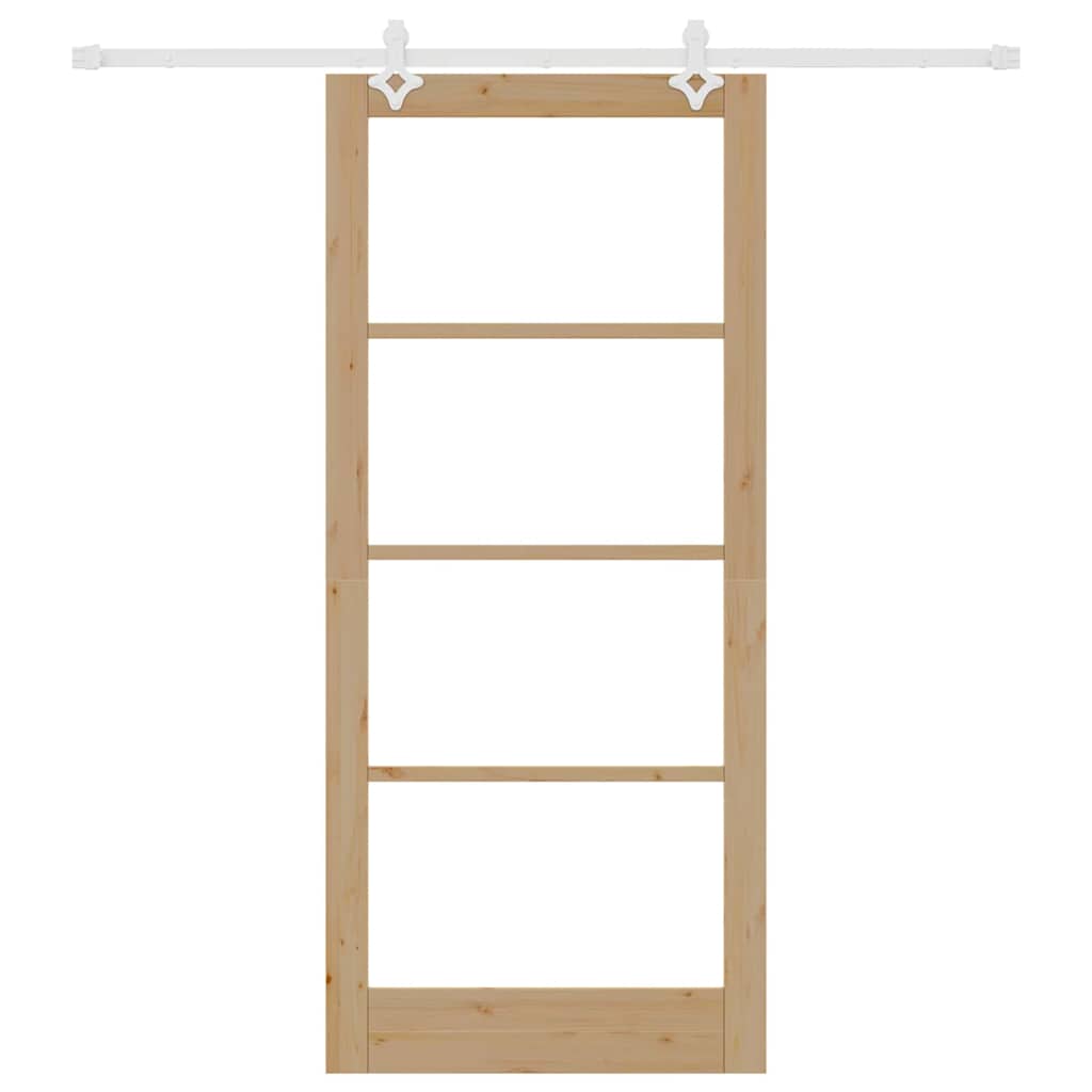 vidaXL Sliding Door Natural 93 x 211 cm Solid Pine Wood and Glass