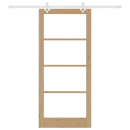 vidaXL Sliding Door Natural 93 x 211 cm Solid Pine Wood and Glass