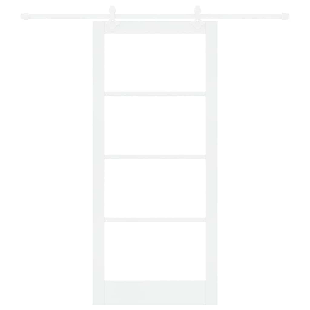 vidaXL Sliding Door White 93 x 211 cm Solid Pine Wood and Glass