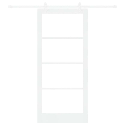vidaXL Sliding Door White 93 x 211 cm Solid Pine Wood and Glass