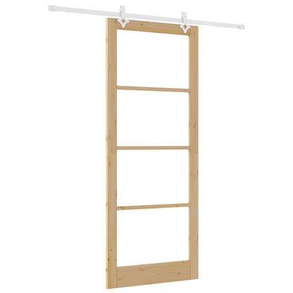 vidaXL Sliding Door Natural 93 x 232 cm Solid Pine Wood and Glass