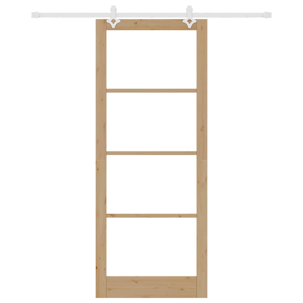 vidaXL Sliding Door Natural 93 x 232 cm Solid Pine Wood and Glass