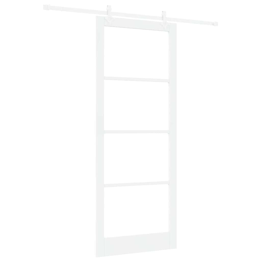 vidaXL Sliding Door White 93 x 232 cm Solid Pine Wood and Glass